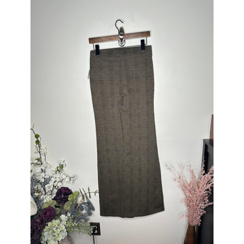 FREE PEOPLE Pull On Flare Houndstooth Plaid Pants Black Tan Sz S NWT $98 {Z31} - Picture 3 of 6
